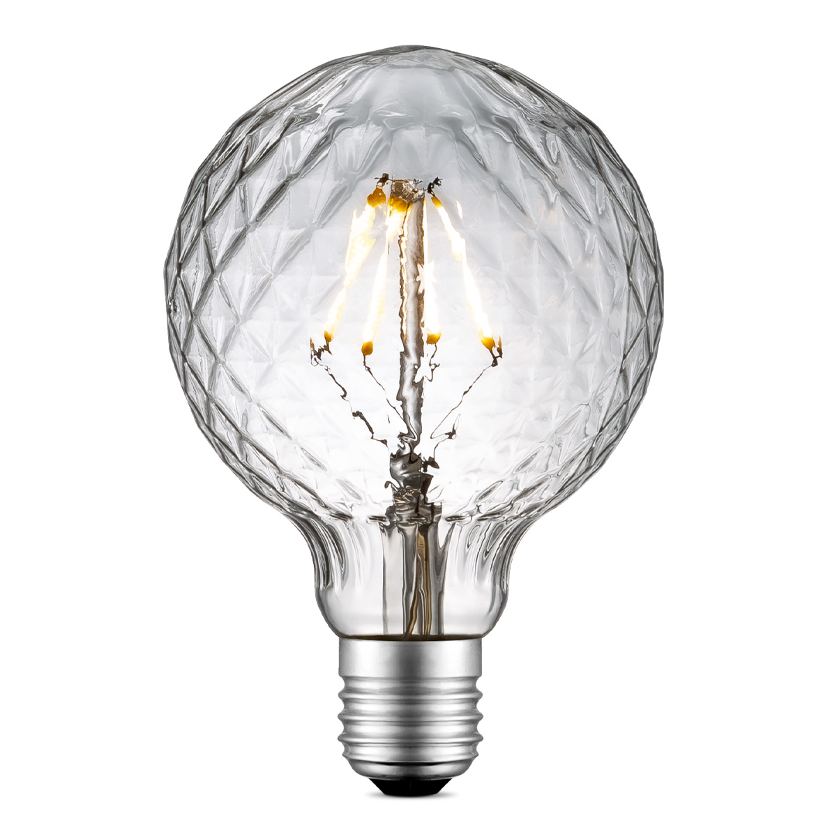 Edison Vintage LED filament lichtbron Globe - Helder - G95 Deco - Retro LED lamp - 9.5/9.5/13.5cm - geschikt voor E27 fitting - Dimbaar - 4W 440lm 3000K - warm wit licht